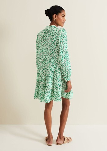 Phase Eight Penele Leaf Print Swing Dress Green Australia | ZN3247905